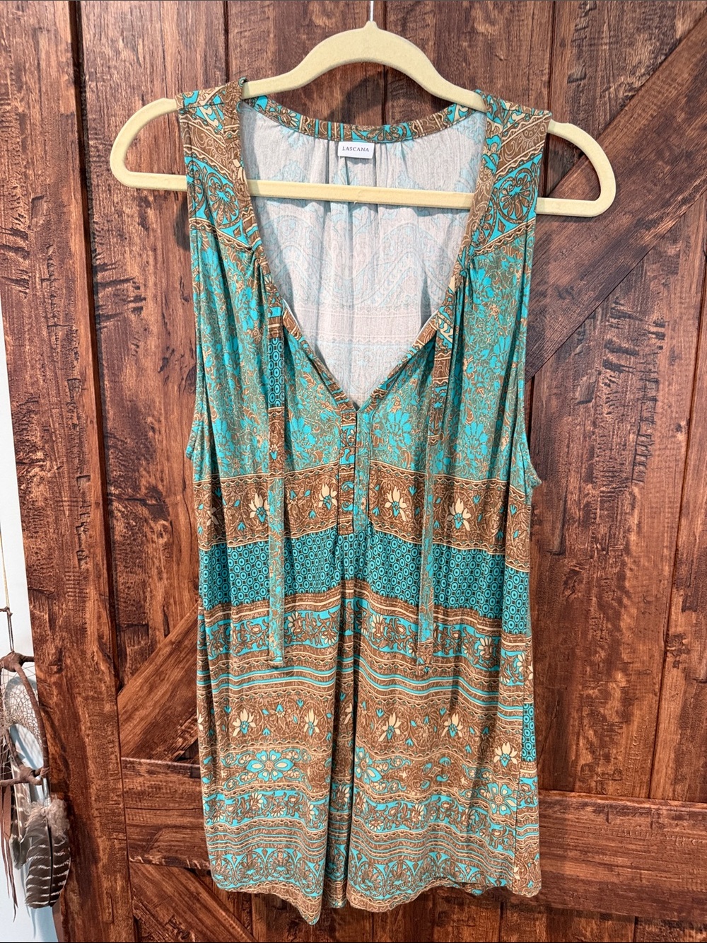 Lascana Turquoise & Brown Sleeveless Tunic